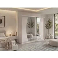 MKS MÖBEL Schiebetürenschrank VERONA 240 (mit Schubladen/ohne Schubladen, Spiegelschrank mit Kleiderstange) Schwebetürenschrank 240 cm, Kleiderschrank, modernes Design