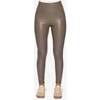 SASSYCLASSY Lederimitathose Highwaist Thermoleggings Damen in Lederoptik Skinny Leggings mit Thermo-Futter aus Kunstleder Schwarz Braun Beige