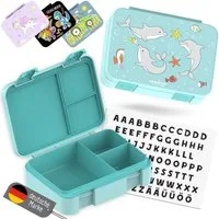 BEARFOOT Lunchbox Brotdose mit Fächern, leicht & auslaufsicher - Delfin, PP, ABS, Silikon, Kindergarten und Schule - Mädchen und Jungen, Vesperbox, Snackbox