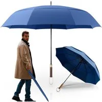 Logan & Barnes Stockregenschirm Chicago, Stockschirm sturmfest [Ø120 cm] mit hochwertigem Echtholzgriff