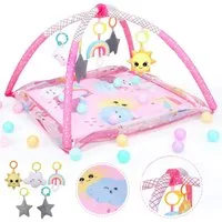 oyajia Spielbogen Baby Spielmatte Zaun Fitness Krabbeldecke Spielecke 75x75×53cm, (Geeignet für Neugeborene von 0–12 Monaten zur Wachstumserkundung), Faltbare Matte,Spielbogen für Babys Aktivitätsdecke,Meeresspielzeug