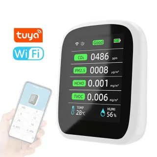 8-in-1 Air Quality Monitor Tuya WIFI CO2 HCHO TVOC PM1.0 PM2.5 PM10 Tester Temperature Humidity Meter Carbon Dioxide Det