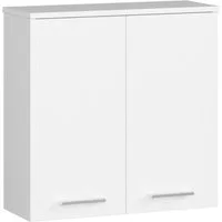 Home Collective Wandhängeschrank Badezimmer-Wandschrank, Hängeschrank, mit 2 Türen, 60 x 22 x 60 cm, aus 16 mm starker, abriebfester Laminatplatte, Weiß