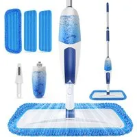 HUGERSTONE Sprühwischer Wischer mit Sprühfunktion, Bodenwischer für die Bodenreinigung (Wischmopp mit 550ML Nachfüllbare Wassertank und 3 Waschbare Pads) 360 Grad Rotierender Spray Mop für Laminat-Holz-Fliesen-Hartholz