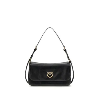 PINKO Schwarze Kalbsleder Bos Taurus Schultertasche