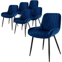 ML-DESIGN Stuhl Esszimmerstuhl mit Rücken- und Armlehnen, Metallbeine Küchenstuhl (6 St), Küchenstuhl Kunstlederbezug Dunkelblau Ergonomisch Polsterstuhl