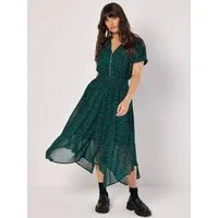 Apricot Druckkleid gemustertes Midikleid (1-tlg) mit Reißverschluss