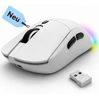 RUHE Gaming Maus RGB Kabellos Wireless Büro Laut Beleuchtung Plug & Play Maus (Funk, 2.5G, USB-Dongel, Kabelgebundene Aufladung, Drahtlos, Optische Maus, Ergonomisch, 4800 dpi, Einstellbar DPI Schwarz Weiß 6 Tasten 10M für Laptop/PC/Mac/Computer)
