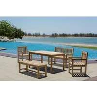 TPFGarden Gartentisch TEAKA - Gartenesstisch aus unbehandeltem Teakholz (Langlebiger und witterungsbeständiger Outdoor Esstisch, 1-St., rechteckiger Holztisch mit Schirmaussparung - Farbe natur), Teakholz Tisch mit den Maßen (BxHxT): 150x75x90 cm