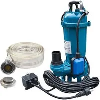 IBO Schmutzwasserpumpe IBO CTR 1100 Abwasserpumpe Häcksler Set + 20m Feuerwehrschlauch