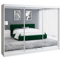 A&J MöbelLand GmbH Schiebetürenschrank ULMA 200 cm 3-türig Schrank 4 Schubladen 3 Spiegel (TOP ANGEBOT! Geräumiger Schrank mit einer Breite von 200 cm und Spiegel, ideal zur Aufbewahrung von Kleidung und Accessoires. 4 Schubladen und viel Stauraum. T