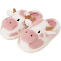 Corimori Flauschige Kuh Pantoffeln im MuhKuh-Design Plüsch Hausschuhe (Packung, Geschenk) lustige Plüsch Slipper für Kinder und Erwachsene, EU Größe 42-43