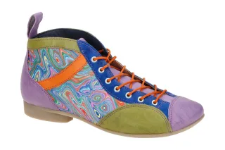 Think GUAD 2 Damenschuhe Stiefeletten lila multicolour Psychedelic Leder Gumm...