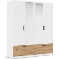 rauch Drehtürenschrank Kleiderschrank Schrank Garderobe Wäscheschrank BARI mit Spiegel mit Schubkästen und modernem Griff in Graumetallic MADE IN GERMANY