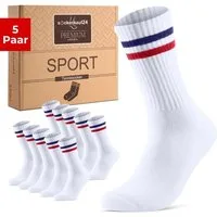 sockenkauf24 Tennissocken Sportsocken Damen & Herren Atmungsaktive Premium Crew Socken (5 Paar) verstärkte Ferse & Fußspitze, gepolsterte Sohle, Baumwolle
