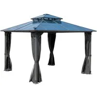 BRAST Pavillon Aluminium Pagode 3,5x3,5m viele Modelle, wahlweise LEDs, inkl. Moskitonetz, festes Dach, wasserdicht, stabil, UV-Schutz