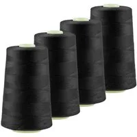 maDDma 4 x 4572m Qualitäts Overlockgarn Nähgarn Polyester Overlockgarn, 4 m, A807 schwarz