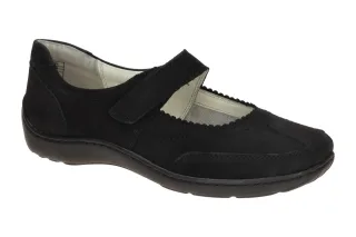 Waldl?ufer 496302 HENNI Mary Jane Ballerina Schwarz Echtleder Extra WeitKomfo...