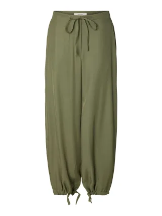 selected women - SLFBEATRICE MW WIDE PANT B deep lichen green - Gr. - 38