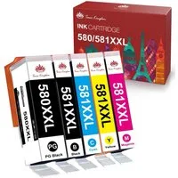 Toner Kingdom XXL Patronen Kompatibel für CANON 580 581 PGI-580 CLI-581 Tintenpatrone (Pixma TS705 6150 6350 9550 TR7550 8550, 10-tlg)