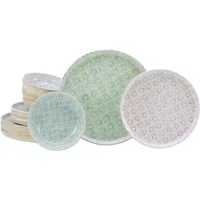 CreaTable Teller-Set Uno Emiliana, Teller Set 12-tlg (12-tlg), 4 Personen, Steinzeug, Shabby Look, Vintage Style
