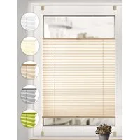 Sonello Plissee ohne Bohren Rollo Klemmfix für Fenster & Tür Lichtschutz, blickdicht, ohne Bohren, verspannt, Klemmfix, 25cm x 100cm Beige Faltrollo, Easyfix, Sonnenschutzrollo, Jalousie