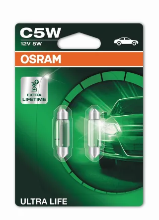 2 Stück OSRAM ULTRA LIFE Lampen Birnen für Fassung C5W 12V 5W SV8,5-8 Soffitte