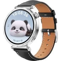 Wigento Smartwatch-Armband Für Huawei Watch GT 5 41mm Damen Leder Band silberner Schnalle Schwarz, Echtleder, verstellbar, silberne Schnalle