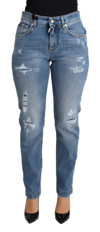 Dolce Gabbana Ripped Jeans Heller Waschung