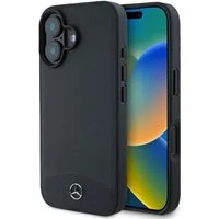 Mercedes Benz Handyhülle iPhone 16 Echtleder schwarz Stern MagSafe kompatibel 6,1 Zoll, Kantenschutz