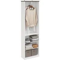 SoBuy Kleiderschrank KSB02/03/04, Drehtürenschrank Mehrzweckschrank, Schrank in 3 Breiten Garderobenschrank mit Türen, Kleiderstange, Einlegeboden, Schlafzimmer