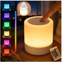 PRIISF LED Tischleuchte LED Nachtlicht Akku Nachttischlampe Kabellos Tischlampe Touch Dimmbar, Wiederaufladbar, Kinder Schlafzimmer, Atmosphäre, USB Wiederaufladbar Nachtlampe 7 Farbmodi MobilesLicht Farbwechsel