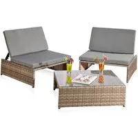 Feel2Home Garten-Essgruppe Gartenmöbelset Sessel Tisch Sitzgruppe Polyrattan versch. Farben, (Sitzgruppe, 3-teiliges Sitzset bestehend aus 2 Sesseln und 1 Tisch), wasserabweisend