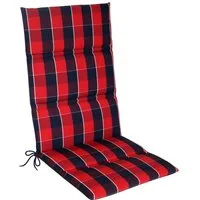 KETTLER Hochlehnerauflage 851, Gartenstuhlauflage Hochlehner 120x48x3cm, Rot-Blau Kariert