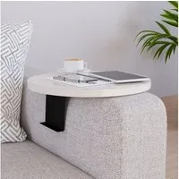 en.casa Tablett, Spanplatte, »Kuleskyd« Couchtablett Ø34 cm Creme