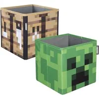 Minecraft Aufbewahrungsbox mit Minecraft Motiven bedruckt - Stoff Box faltbar (2er Set), Praktisches Boxen Set - Mit verschiedenen Minecraft Motiven
