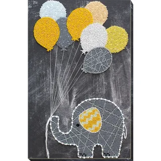 Perlen-Stickbild "Elefant mit Luftballonen", 21 x 32 cm