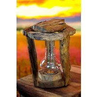 Kinaree Kerzenlaterne Wurzelholz Windlicht (inkl. Glasaufsatz), Akazien Massivholz, Handgefertigt, Naturprodukt, Outdoor geeignet