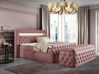 Boxspringbett Schlafzimmerbett ERNESTO Nr.3 120x200cm in Elisa Velvet Altrosa