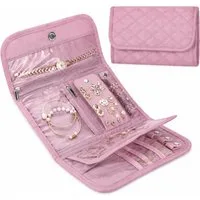 Zyronn Schmuckrolle Reise-Schmuckorganizer,faltbare Schmuck-Aufbewahrungsrolle, Geschenk zum Muttertag, Schmucktasche mit Reißverschluss,für Reisen