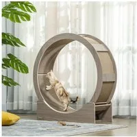 PawHut Tierlaufrad Katzenlaufrad Laufrad für Katzen 91 cm mit Bremse, für gesunde Bewegung, Entspannung, Walnuss