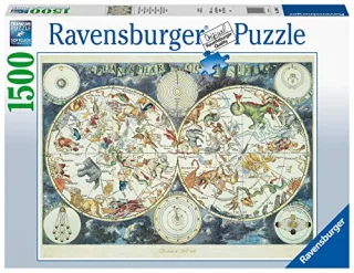 Ravensburger Puzzle 16003 - Weltkarte mit fantastischen Tierwesen [1.500 Teile]