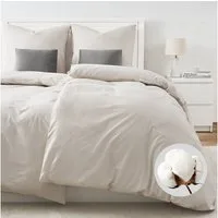 Topfinel Bettwäsche 135 x 200 baumwolle weich hautfreundlich Allergiker Baby ganzjährig, Baumwolle, 4 teilig, bettwäsche-sets 135 X 200 mit reißverschluss Beige Einfarbig Modern