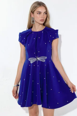 Damen A-Linien Mini Kleid mit Pailletten