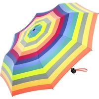 HAPPY RAIN Taschenregenschirm Benetton Taschenschirm Super Mini Streifen Fresh Salmon, leicht