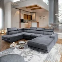 Masseno Ecksofa SIENA mit Schlaffunktion U-Form, Sofa mit Bettkasten