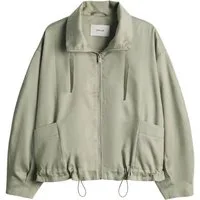 OPUS Blouson grün,Casual,Lyocell,Unifarben,Stehkragen,Lang,Weit