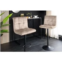 riess-ambiente Barhocker MODENA champagner beige / schwarz - Samt, Metall, drehbar, verstellbar (Einzelartikel, 1 St), gepolsterter Sitzhocker mit Tulpenfuß & Fußablage - ideal für Küche