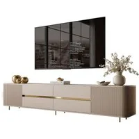 ALLHOUSE24 TV-Schrank MIRACLE GOLD mit dekorativen vertikalen Rillenstruktur, TV Lowboard (1x TV Schrank) Breite 240 cm