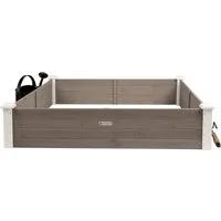WONDERMAKE Hochbeet Umrandung aus Holz für Garten Terrasse groß, Pflanzbeet Bausatz XL, quadratisch, Blumenbeet Kräuterbeet Beetumrandung, weiß grau anthrazit